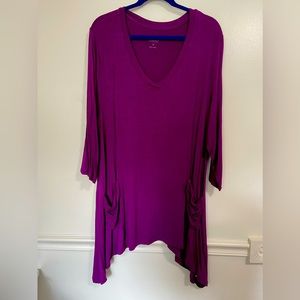 Deep Purple long tunic with shark bite  hem